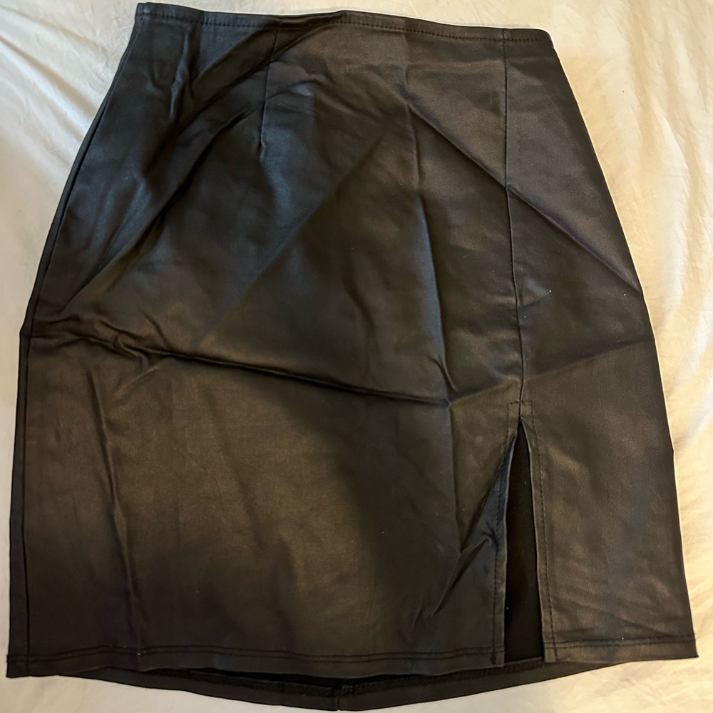 Windsor Black Asymmetrical Pencil Skirt with Slit